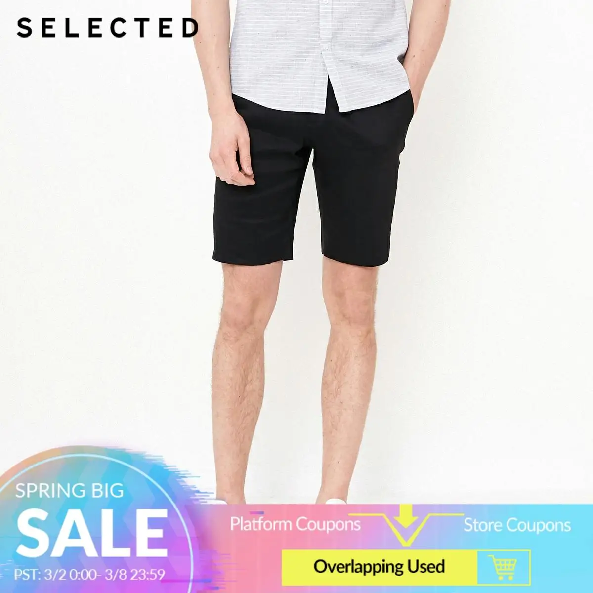SELECTED Line hidden placket leisure shorts S|4182SN508 | Мужская одежда