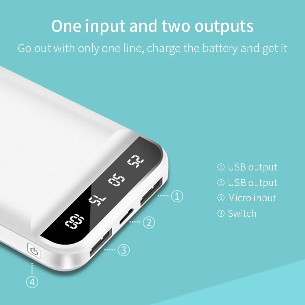 Mini Power Bank FLOVEME 6000mAh Portable Charger PoverBank External Battery LED Display 2 USB 10000mAh For Xiaomi Mi PowerBank | Мобильные