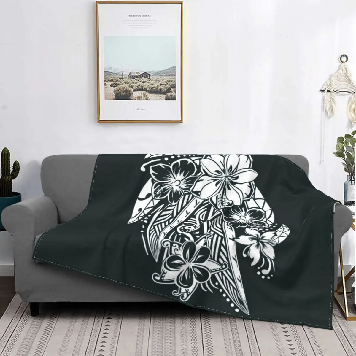 

Maui Polynesian Tribal Threads Blanket Fleece Lightweight Throw Blankets Sofa Throw Blanket home Bedding Travel Bedspread Quilt