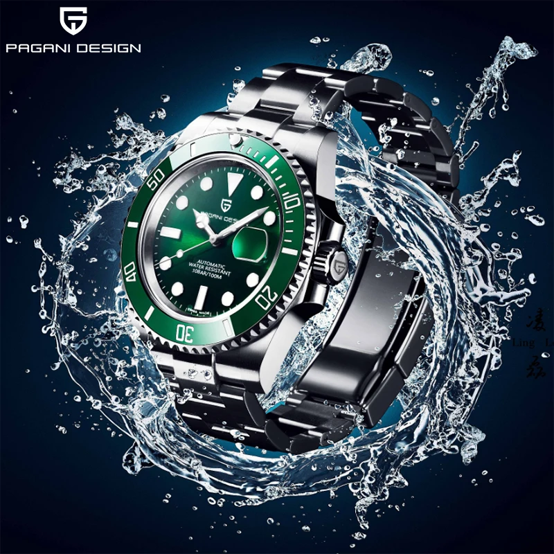 PAGANI DESIGN 1639 Japan NH35A Automatic Men Watches Stainless Steel Diving Wrist Watch Men Mechanical Male Watch Sapphire Glass