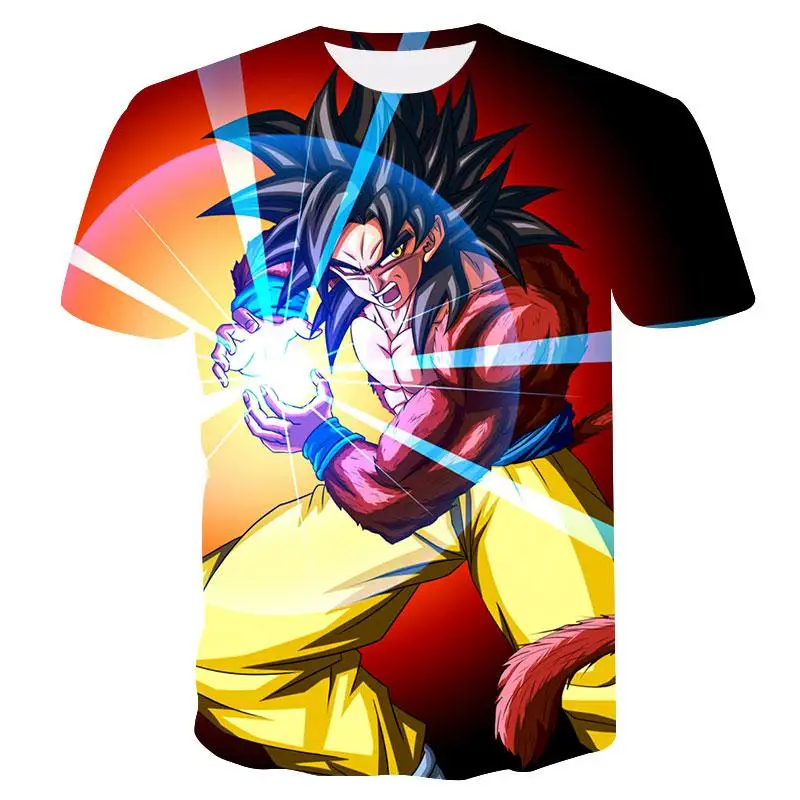 Супер Saiyan 3D футболка аниме Dragon Ball Z Goku летние модные футболки для мужчин/мальчиков