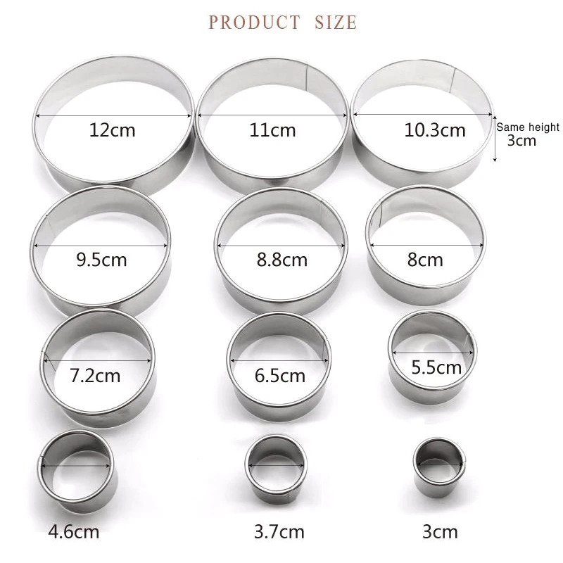 12 шт. круглые формы для вырезания печенья торта из нержавеющей стали кольцо Форма