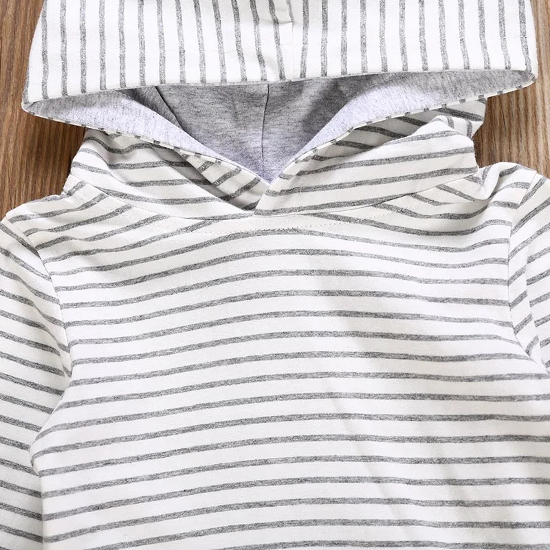 Fashion Baby Clothes Set Winter Clothes for children 2PCs Striped Hooded T shirt Tops+Pants newborn baby boy roupas meni