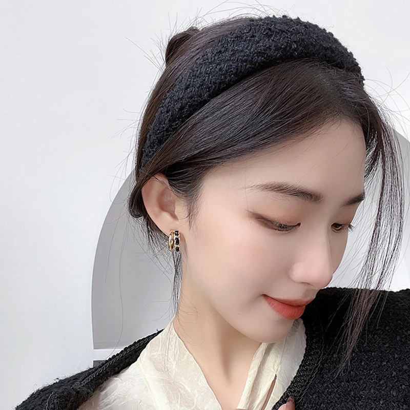 Модная широкая плюшевая повязка на голову для женщин и девушек разноцветные