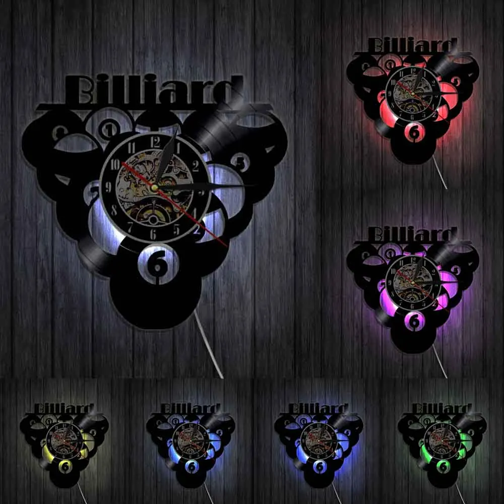 Виниловые часы для бассейна спортивные винтажные домашние украшения бильярд