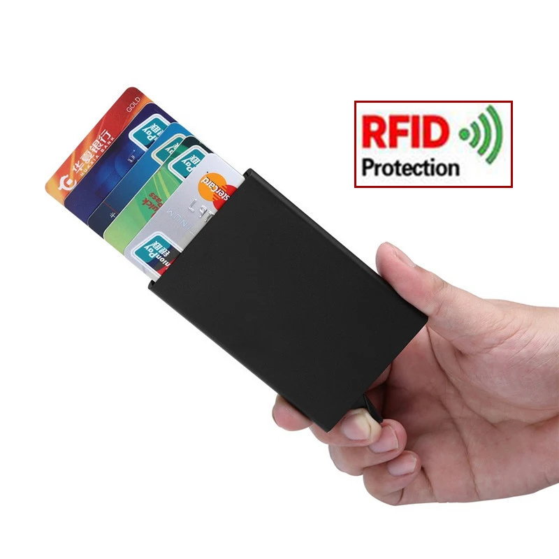 YUECIMIE Anti-theft ID Credit Card Holder Porte Carte Thin Aluminium Metal RFID Wallet Case Women Men Bank Credit Card Box