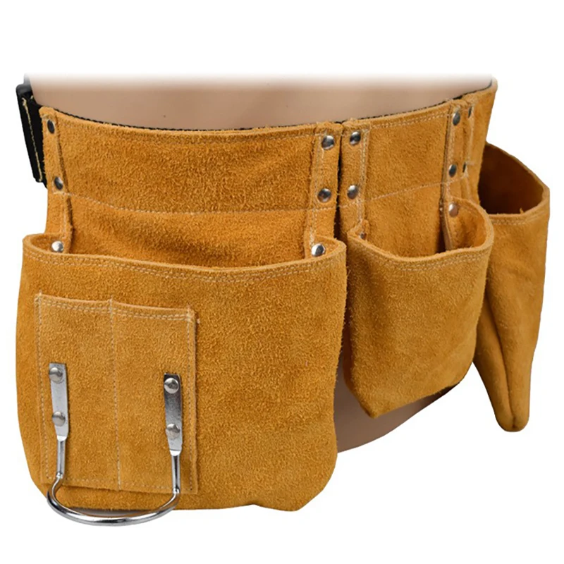 Pаспродажа Замшевая поясная сумка из воловьей кожи для инструментов и садоводства, утолщенная износостойкая безопасная Многофункциональная Кожаная ...