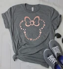 2020 розово-Золотая Футболка с Минни, милая футболка с рисунком Минни, женские одинаковые рубашки для всей семьи, милые праздничные футболки