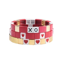 vsco girl bracelet myuki best friend bracelet partner red heart letter hematite armband summer jewelry 2020 for women braslet