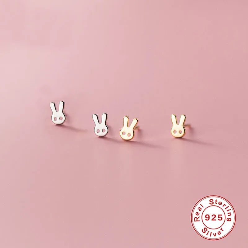 

MC Cute Rabbit 925 Silver Earrings for Women Sterling Plata Piercing Stud Ear Rings Mini Heart Flower Sweet Lovly Pendientes