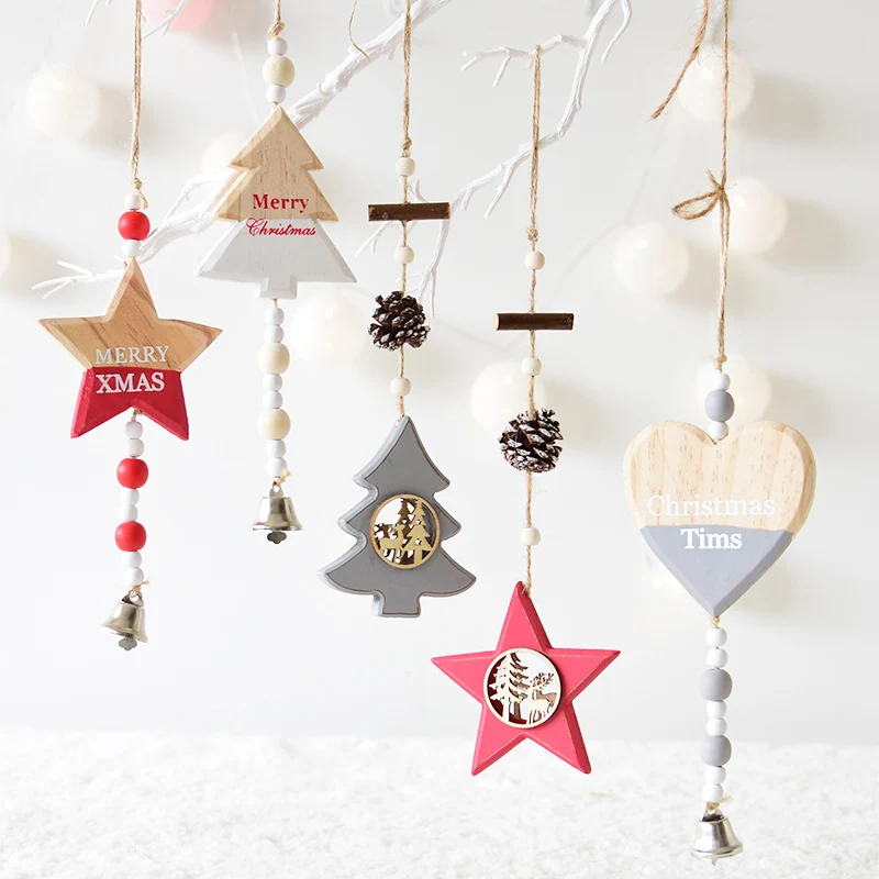 Рождественские украшения для дома новогодние 2019 простые деревянные подвески