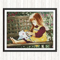 embroidered girl cross stitch kit 14ct 11ct counted and stamped handmade diy needlework crafts dmc cotton thread printed canvas