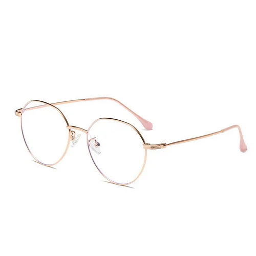 C03RoseGold Круглые оправы очки женские анти-голубые легкие очки мужские металлические ретро очки для чтения компьютерные очки для сцены рамка PL1168 - Цвет оправы: C03RoseGold