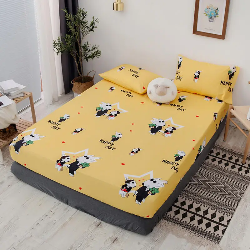 (Новый товар) 1 шт. натяжная простыня из 100% хлопка с принтом наматрасник четырьмя
