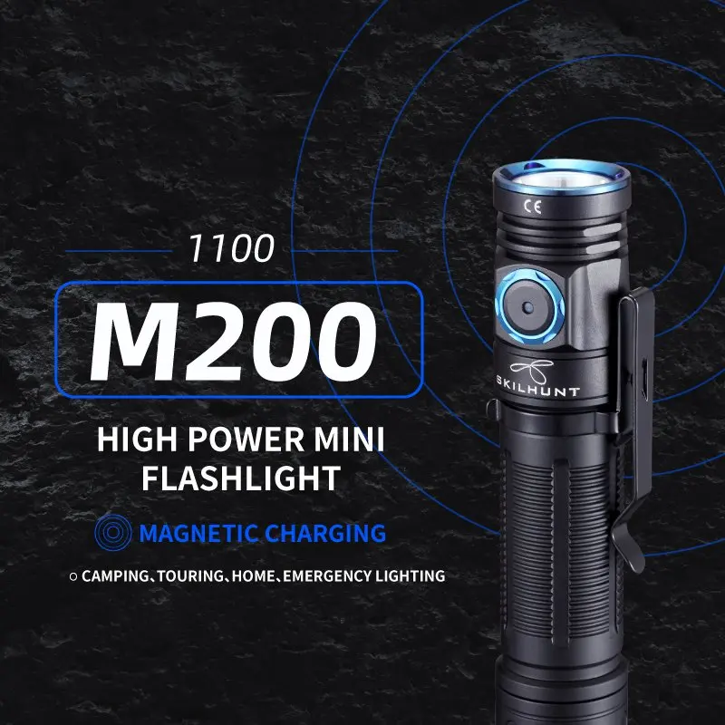 Водонепроницаемый магнитный фонарь Skilhunt M200 светодиодный с магнитом для кемпинга