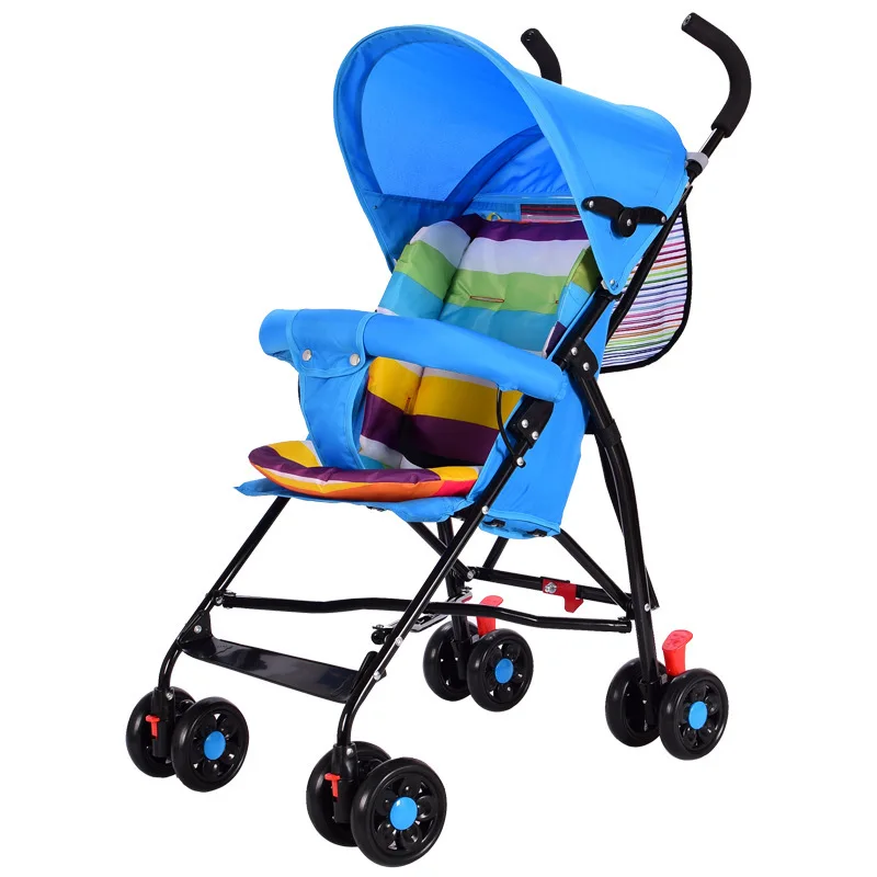 Portable Umbrella Baby Stroller Trolley Car Quick Folding Key Shock Resistant Mini Lightweight Cotton Cushion Pram