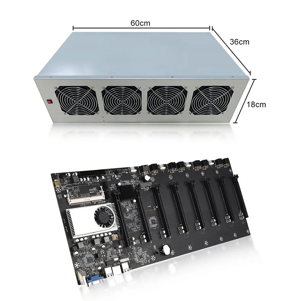 

1 Set BTC-T37 Miner Motherboard CPU Set Chipset 8 Graphics card Slot DDR3 Memory Integrated VGA Interface Low Power Consumption