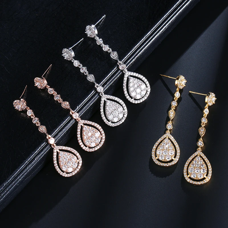 UILZ новые винтажные длинные серьги с большими каплями воды и кристаллами женские