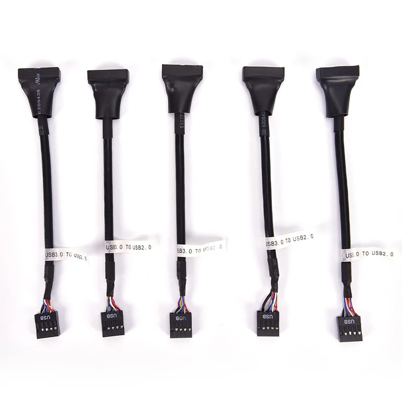 

5PCs Black USB 2.0 9 Pin Housing Male To Motherboard USB 3.0 20pin Female Adaptor Cable Adapter for PC Computer
