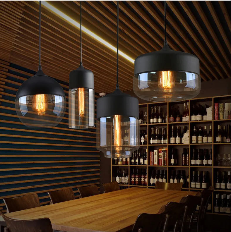 Lámpara colgante de araña de cristal para restaurante, luz Led nórdica creativa para restaurante, Loft, escaparate de tienda de café Industrial, Bola de cocina