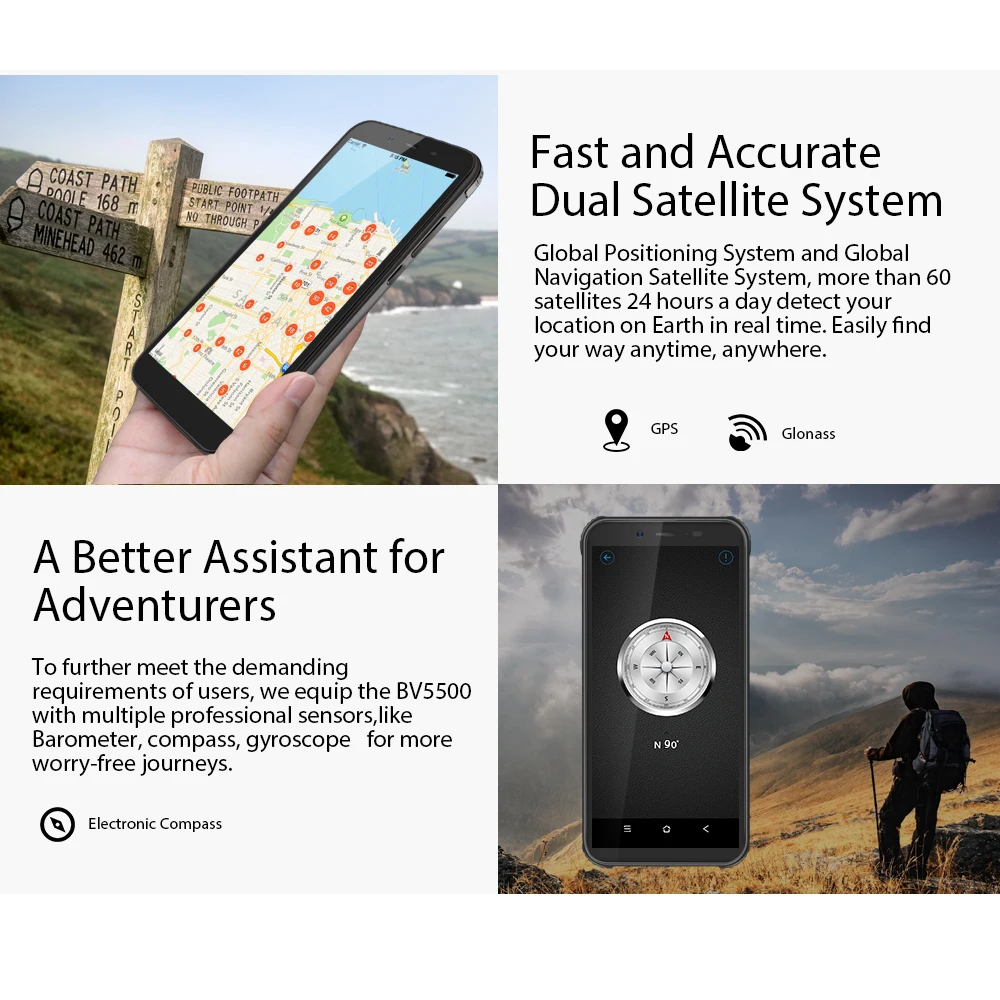 Смартфон Blackview BV5500 защищенный IP68 2 + 16 гб 5 дюйма 4400 ма ч Android 8 1 две SIM-карты |