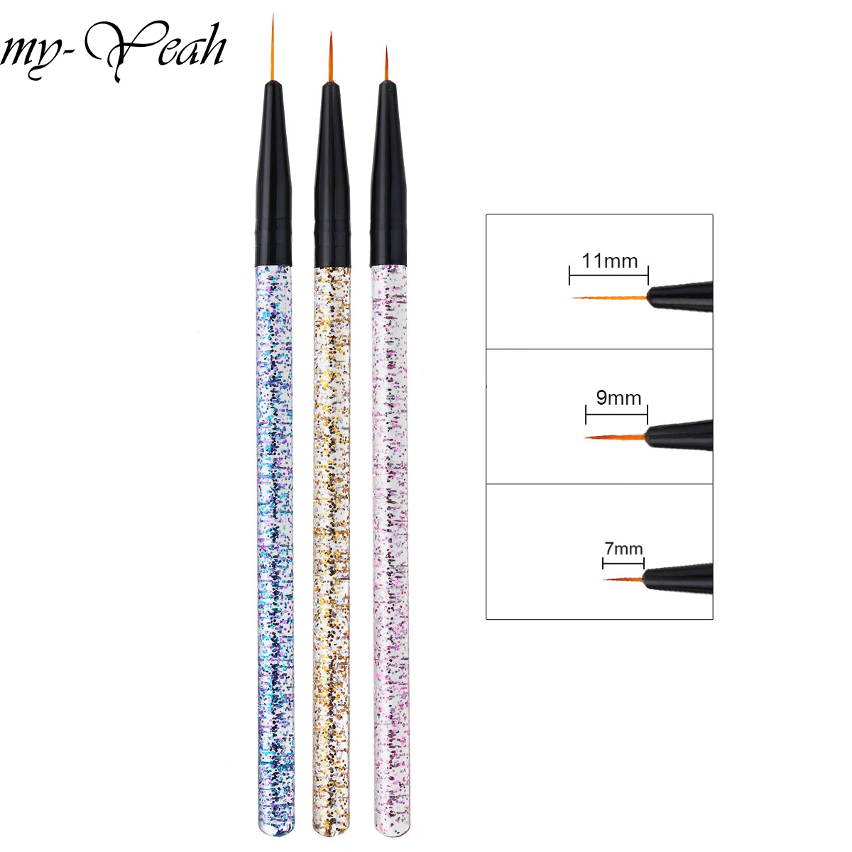 3 шт./компл. нейл-арта с акриловыми ручками Французский цветок линии полоски