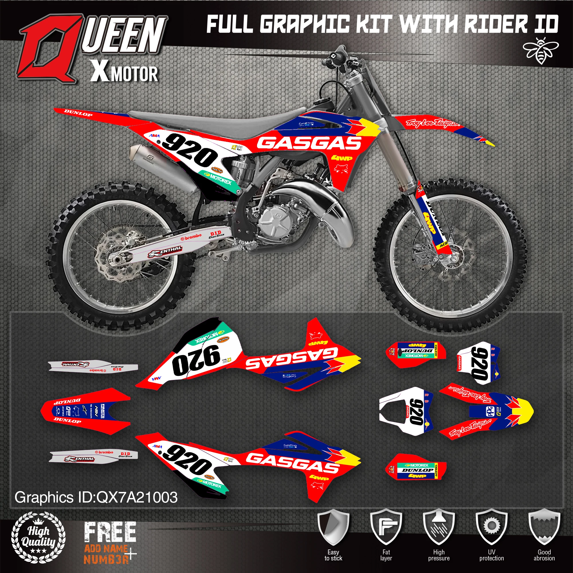 Набор наклеек QUEEN X MOTOR 3 м для GASGAS 2021 2022 2023 EC MC 003 |