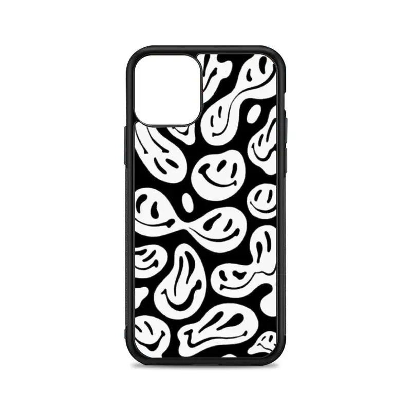 

White trippy smiley face Phone Case for iPhone 12 mini 11 pro XS Max X XR 6 7 8 plus SE20 High quality TPU silicon cover