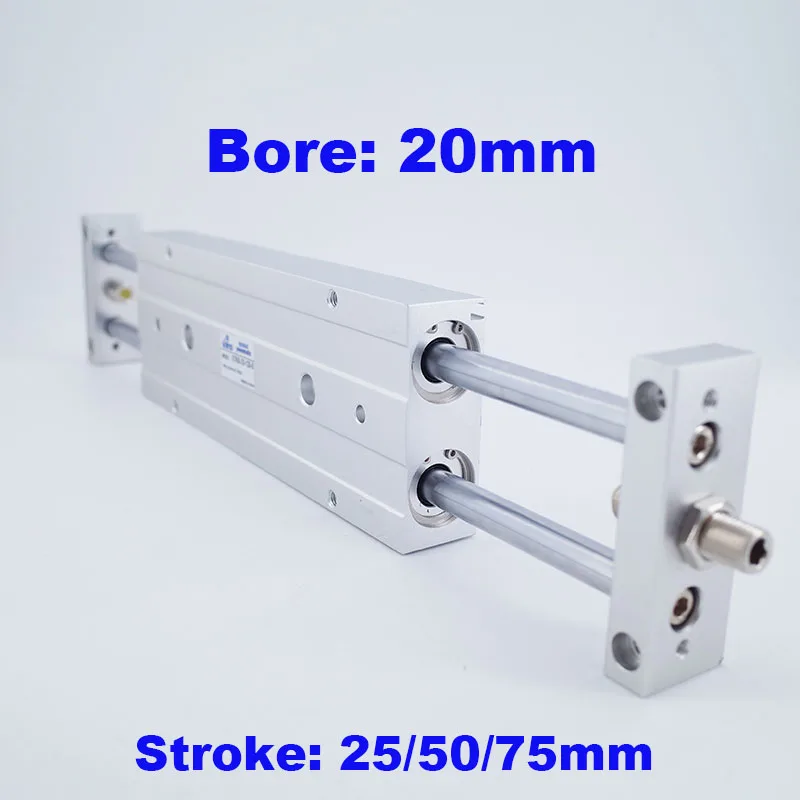 Пневматический привод GOGO двойной поршневой шток диаметр отверстия 20 мм ход 25/50/75