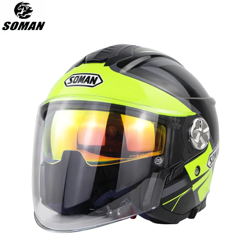 

Cool Motorcycle Vespa Helmet Open Face Gold Visor Fashion Electric Bike Motorcycle Helmet ECE Casco Moto for Scooter Crash Helm