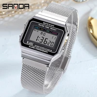 men digital watches ultrathin silver stainless steel business watch for men women led square electronic clock sport wristwatch