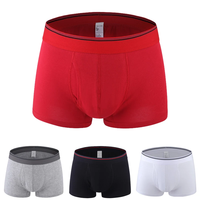 

Men underwear pure cotton four-corner sexy youth tight-fitting fat guy long sweat-absorbent sports boxer briefs solid color