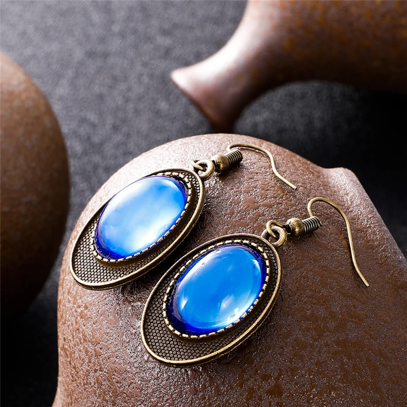 Популярные винтажные свисающие серьги из сплава овальной формы оригинальный