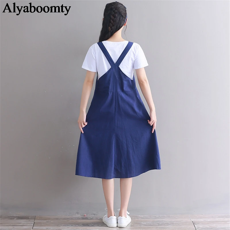 Женский сарафан в японском стиле преппи на бретелях элегантное милое хлопковое
