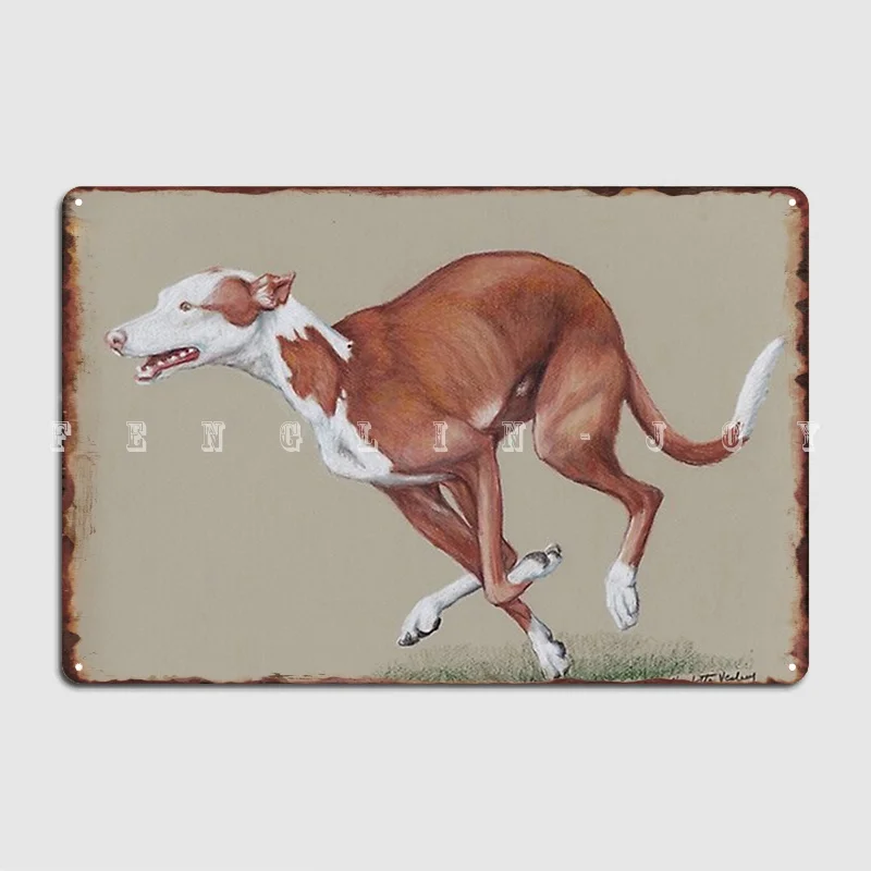 

Ibizan Hound Running Poster Metal Plaque Wall Cave Kitchen Funny Wall Decor Tin Sign Poster