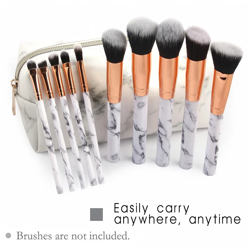 

Marble Makeup Bag Travel Toiletry Cosmetic Pouch Organizer Brush Holders Gold Zipper Waterproof Storage Case for Women and Girls