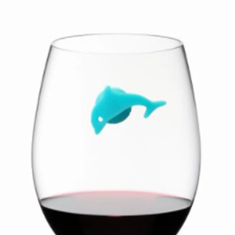 

12pcs/set Creative Silicone Wine Glass Charm Suction Marine Animals Wine Glass Cup Labels Tag Signs Bar Tools