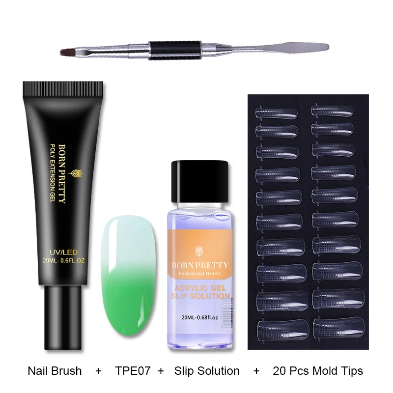 Thermal Set 7 BORN PRETTY розовый Обнаженная ногтей быстрое строительство поли гель 20 мл желе Builder палец УФ-гель продолжительного действия лак - Цвет: Thermal Set 7