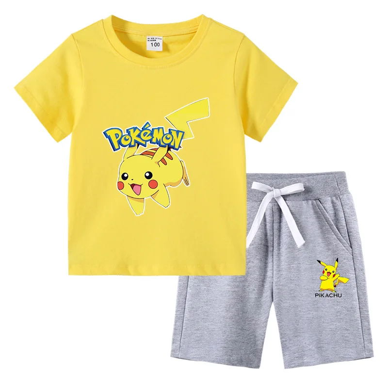 

Baby Girls Boys Poke Clothes Outfits Summer Kids Sets Short Sleeve T-Shirts+Shorts 2pcs Children's Sportswear