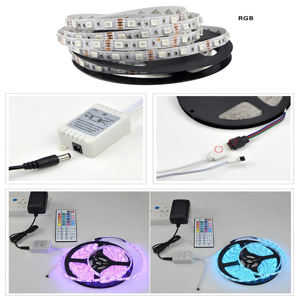 RGB Светодиодная лента 5050SMD DC12V 30 светодиодов 5 м 10 светильник гибкий ing контроллер