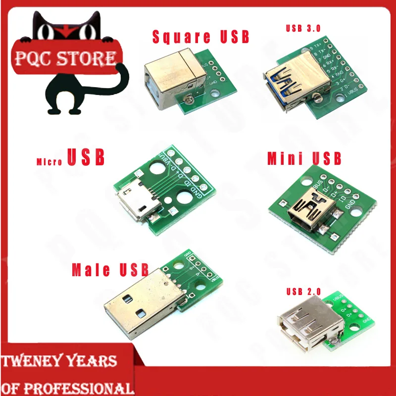 Переходник Micro Mini USB A штекер 2 0 3 гнездо B интерфейс 54 мм DIP PCB конвертер адаптер