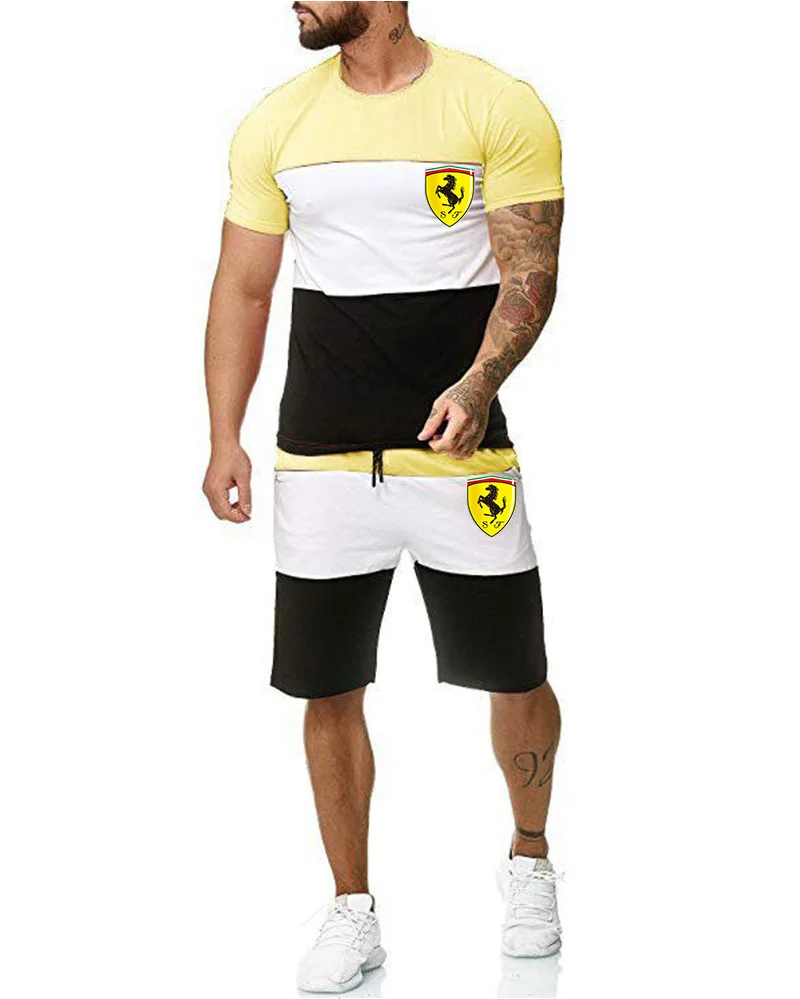 

2021 Summer Casual Male Tracksuit Clothing Men Set Fitness Suit Sporting Suits Short Sleeve T Shirt + Shorts S-4XL