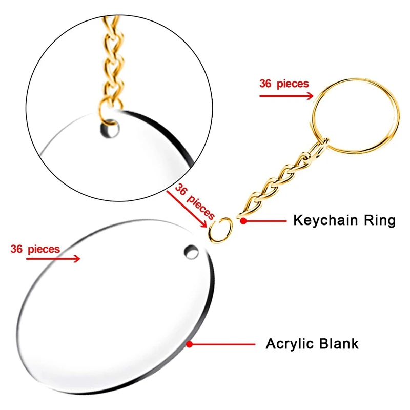 

72 Pcs Acrylic Keychain Blanks Clear Keychain Blanks with Key Chain Rings with Hole for DIY Projects and Crafts