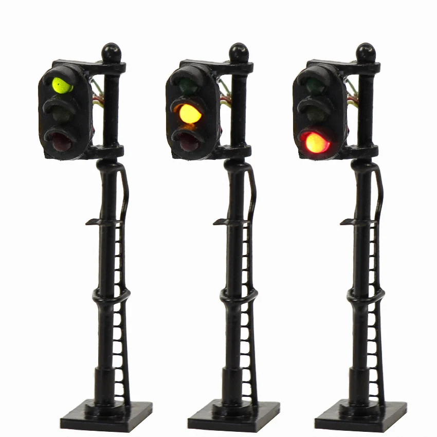 

3pcs Model Railway 1:150 Block Signal Traffic Signals 3-Light 2-Ligh N Scale Traffic Light Black Post with Ladder JTD1508