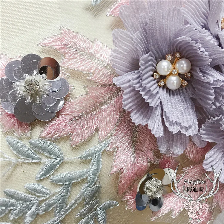 2 шт./Лот черное розовое 3d кружево с аппликацией и бусинами блестками! Лидер