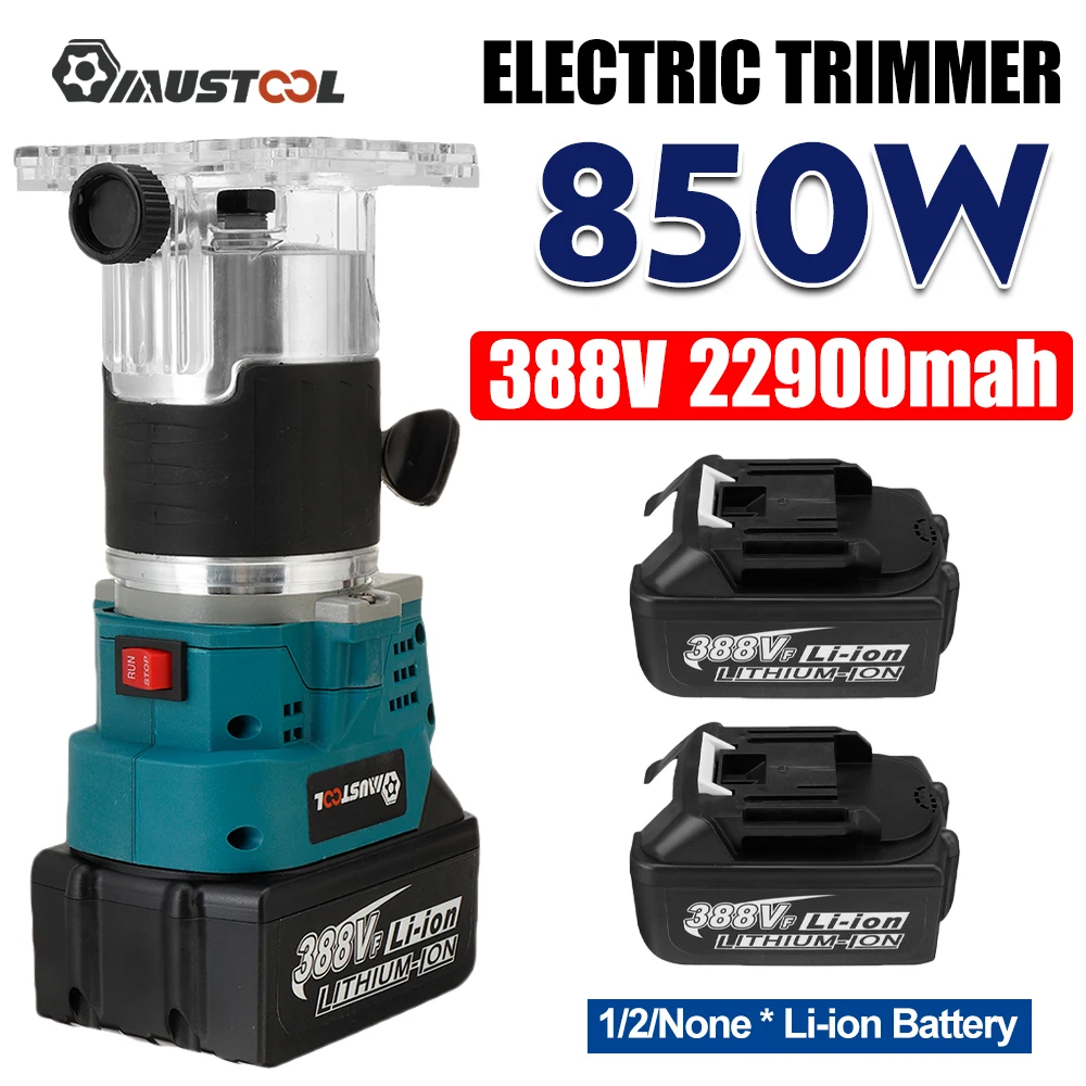 

MUSTOOL 388V 850W Cordless Electric Trimmer Woodworking Engraving Slotting Trimming Milling Machine Wood Router with 1/2 Battery