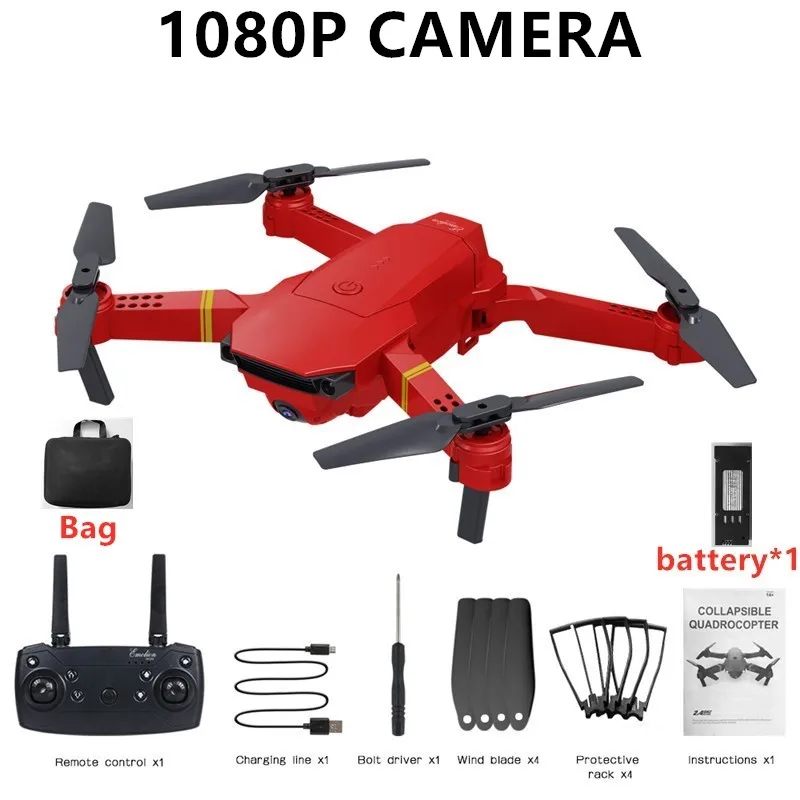 1080P1Batterywithbag HJHRC JY019 wifi FPV с широким углом обзора 1080P HD 4K камера режим удержания высоты складной рычаг RC Квадрокоптер Дрон RTF Дрон VS E520S E58 - Цвет: 1080P1Batterywithbag