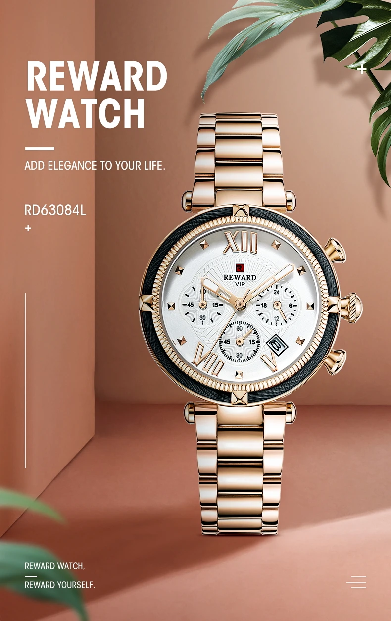 

REWARD Luxury Fashion Women Watches Waterproof Casual Quartz Ladys Watch for Woman Dress Ladies Wristwatches Relogio Feminino