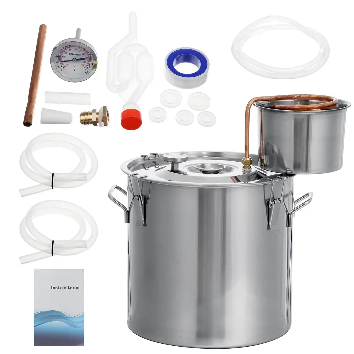 8Gal 10 л эфирный дистиллятор Moonshine алкоголь медь 304 нержавеющая сталь бойлер DIY