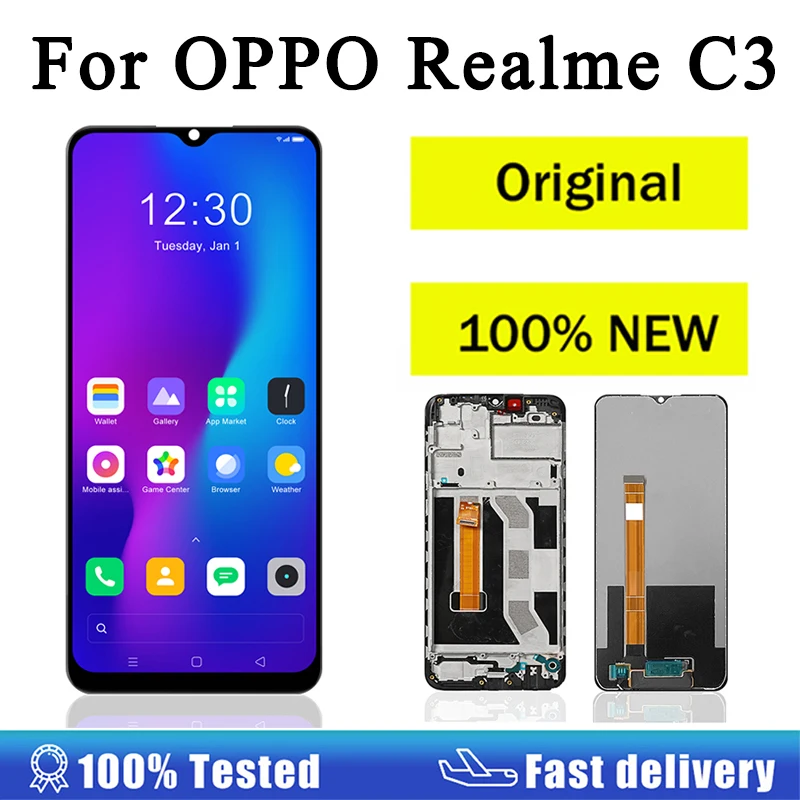 

LCD For Realme C3 RMX2027 RMX2021 RMX2020 LCD Display With Frame Digitizer Touch Screen OPPO Realme C3 Original LCD Replacement